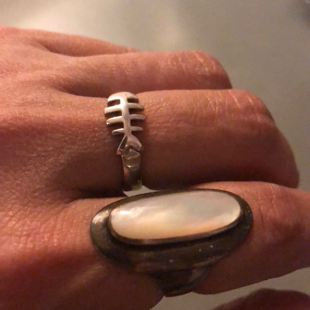 Vtg Sterling silver mop ring(read description pls)